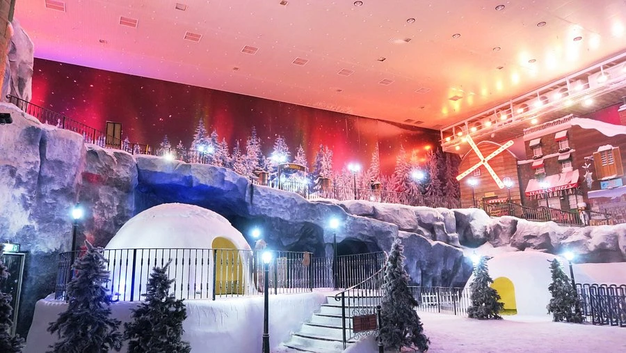 Inside Genting Snow World, an indoor snow-themed attraction